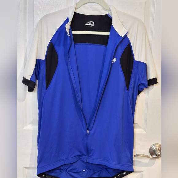 Blue and White Men's Cycling Jersey - Picture 3 of 6